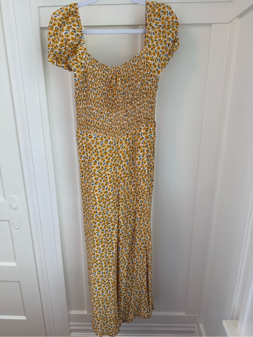Faithfull the Brand Yellow Floral Smocked jumpsuit